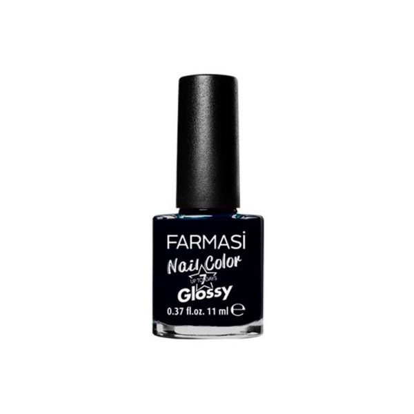 Farmasi Nail Color Glossy FR16 Black Art: Sleek & Bold Glossy Black Finish