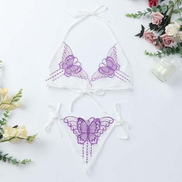 Women Lace Adjustable Lace Butterfly Embroidery Women's Lingerie Sets - Image 3