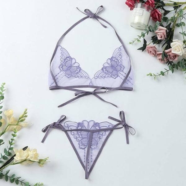 Women Lace Adjustable Lace Butterfly Embroidery Women's Lingerie Sets - Image 4